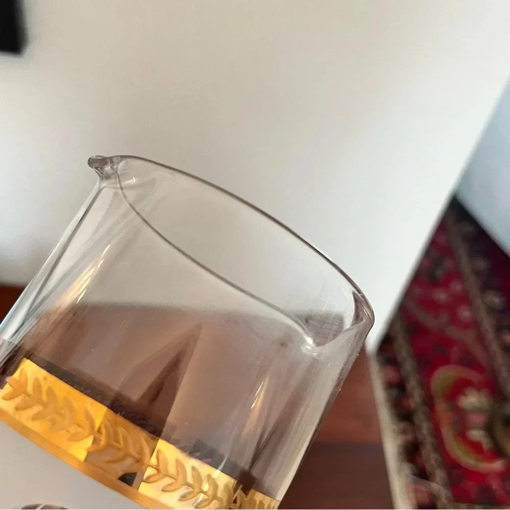 Mid Century Modern Gold Wheat Cylinder Double Spout Cocktail Pitcher